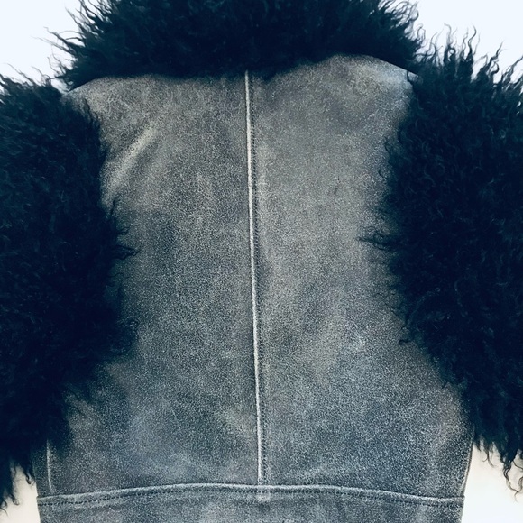 Cropped Leather and fur sleeves Jacket - Picture 3 of 7